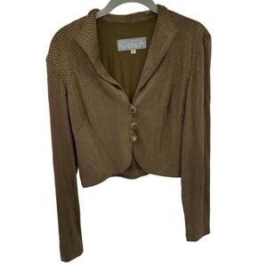 Vtg‎ Dorothy Schoelen Jacket 12 Gold Cropped Slinky Disco Formal Blazer 80s 90s